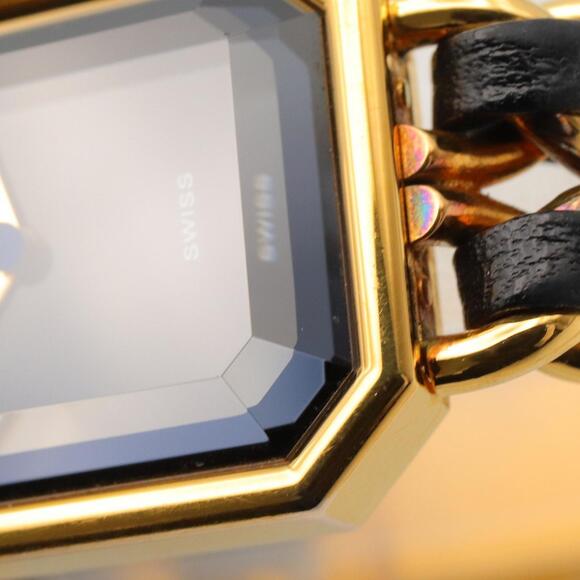 CHANEL Premiere M Watch, Gold-Plated, with Leather Strap, Black, Women's, H0001 - Picture 11 of 15